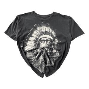 Rook Old and Serious Man Y2K Graphic T-Shirt Black L